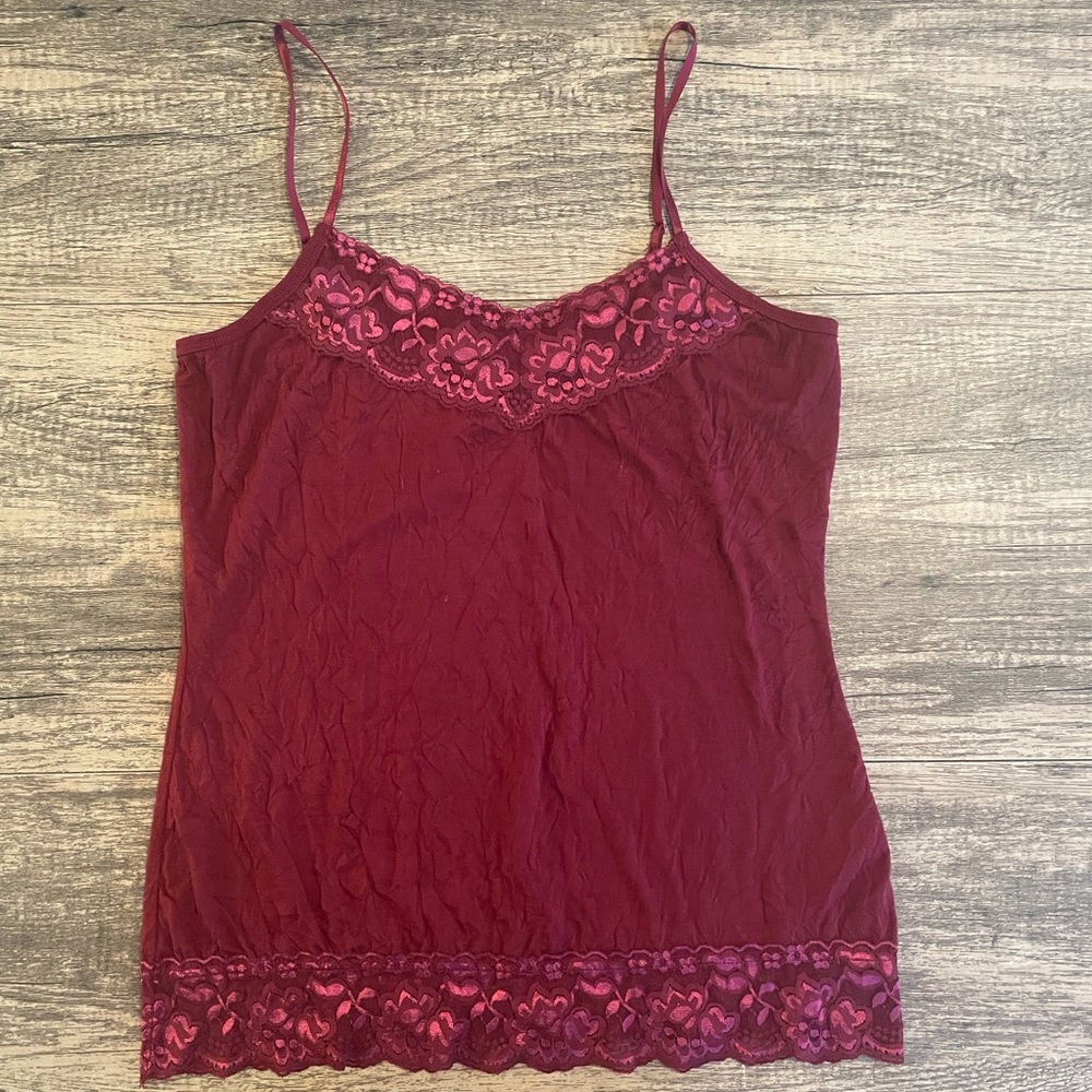 Maurices maroon crinkle cami